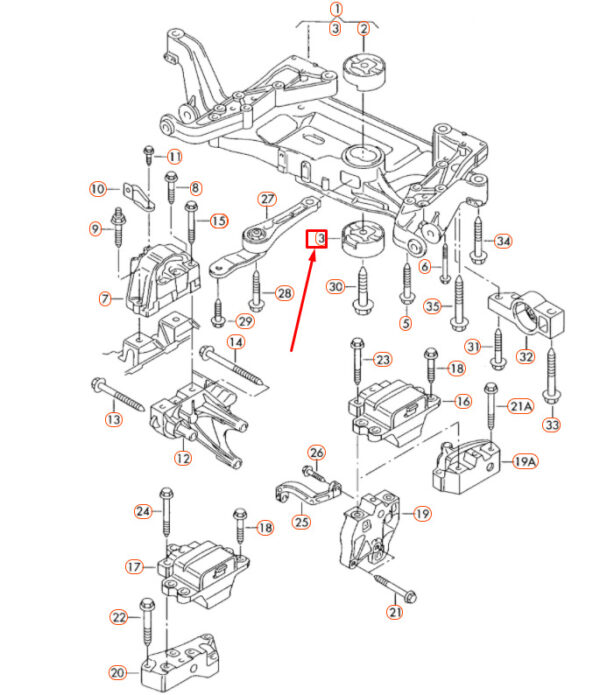 3C0199867B - NEW VW PASSAT B6 ENGINE MOUNTING LOWER BONDED RUBBER BUSH 3C0199867B ORIGINAL