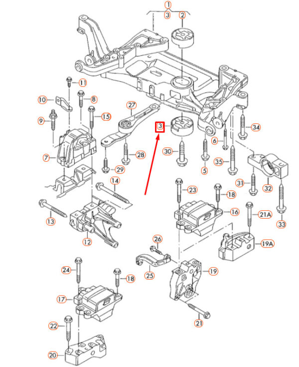 3C0199867C - NEW VW PASSAT B6 ENGINE MOUNTING LOWER BONDED RUBBER BUSH 3C0199867C ORIGINAL