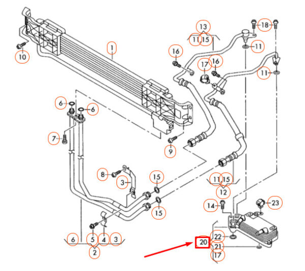 3C0317037B - NEW VOLKSWAGEN PASSAT B6 TRANSMISSION OIL COOLER 3C0317037B ORIGINAL