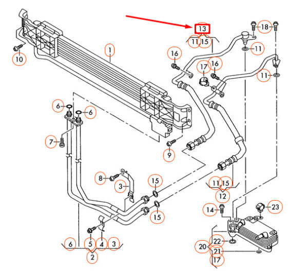 3C0317801M - NEW VOLKSWAGEN PASSAT CC OIL PRESSURE FEED LINE 3C0317801M ORIGINAL