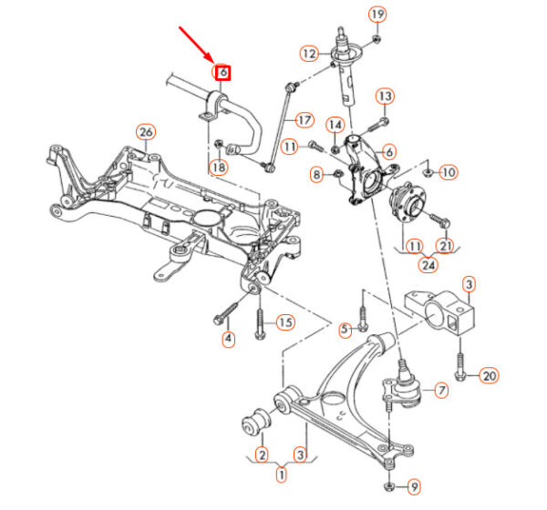 3C0411303S - Volkswagen PASSAT B6 Front Stabilizer 3C0411303S NEW REAL