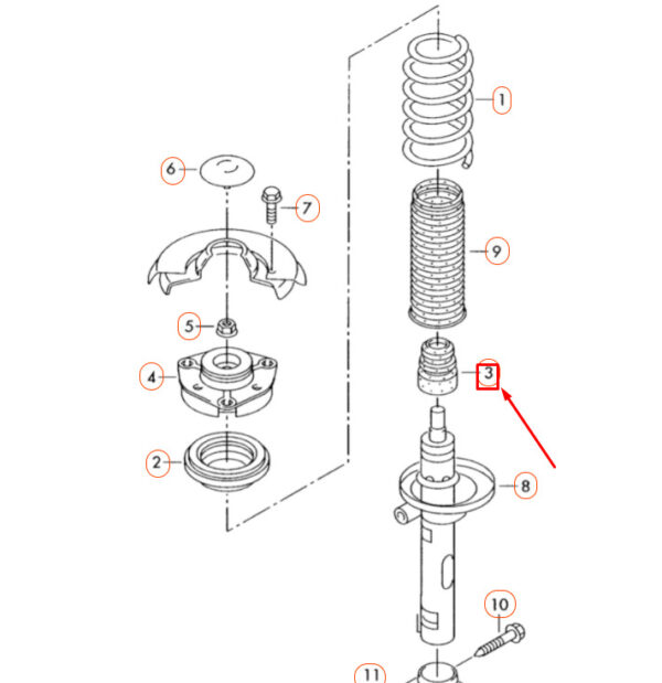 3C0412303C - NEW VW GOLF 5K MK6 FRONT AXLE SHOCK ABSORBER RUBBER IMPACT 3C0412303C ORIGINAL