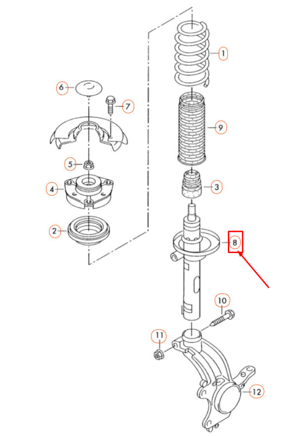 3C0413031AS - NEW VOLKSWAGEN PASSAT B7 FRONT GAS SHOCK ABSORBER 3C0413031AS ORIGINAL