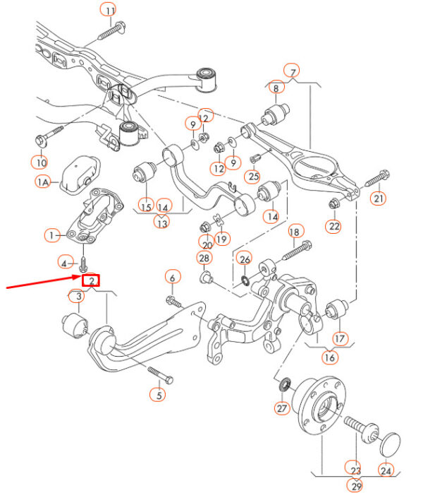 3C0505223F - NEW VOLKSWAGEN TIGUAN MK1 REAR AXLE LEFT GUIDE 3C0505223F ORIGINAL