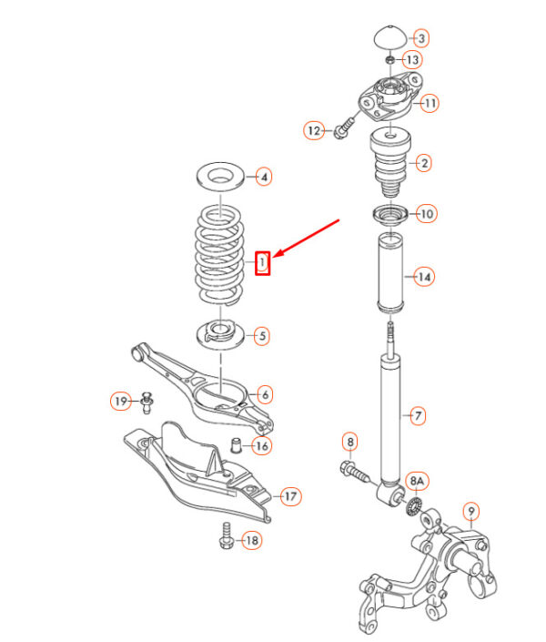 3C0511115AL - NEW VOLKSWAGEN PASSAT B6 REAR COIL SPRING 3C0511115AL ORIGINAL