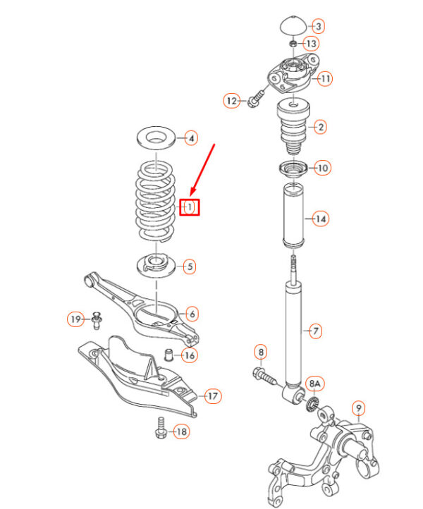 3C0511115BA - NEW VOLKSWAGEN CC REAR COIL SPRING 3C0511115BA ORIGINAL