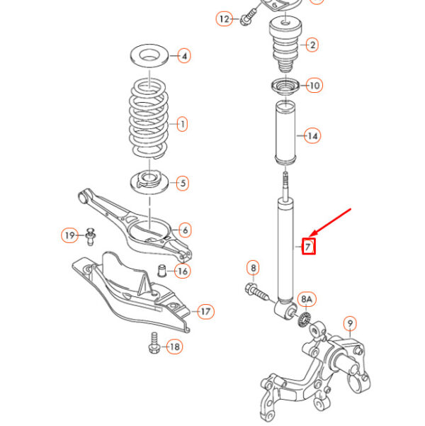 3C0513049CH - NEW VOLKSWAGEN CC REAR GAS SHOCK ABSORBER 3C0513049CH