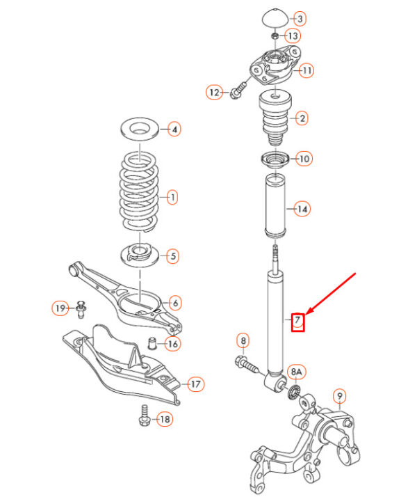3C0513049CJ - NEW VOLKSWAGEN CC REAR GAS SHOCK ABSORBER 3C0513049CJ ORIGINAL
