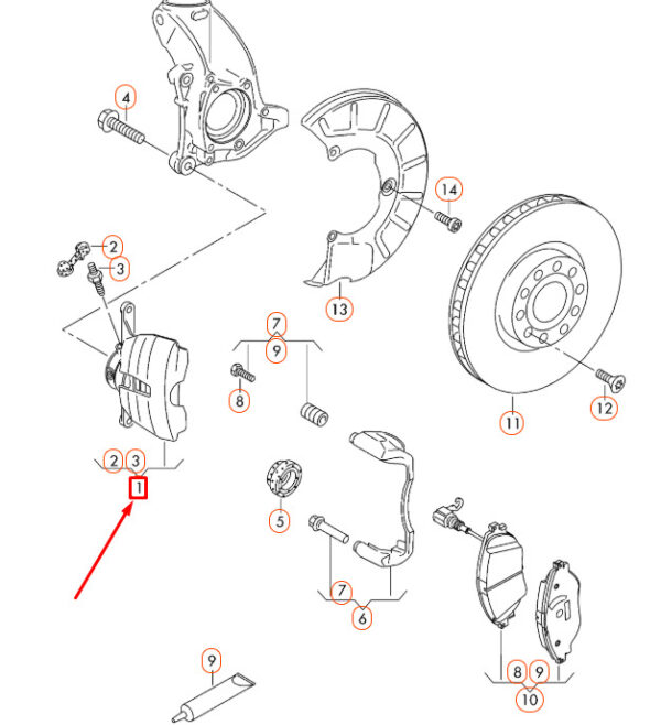 3C0615124 - NEW VOLKSWAGEN CC FRONT RIGHT BRAKE CALIPER HOUSING 3C0615124 ORIGINAL