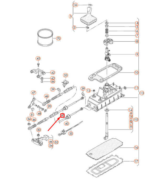 3C0711265AD - NEW VOLKSWAGEN CC MANUAL TRANSMISSION GEAR SELECTOR CABLE 3C0711265AD ORIGINAL