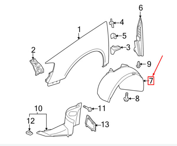 3C0805977 - NEW VW PASSAT B6 3C LEFT FRONT FENDER LINER 3C0805977