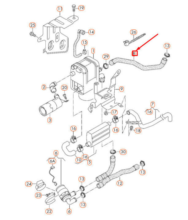 3C0819374 - OEM VOLKSWAGEN CC ENGINE COOLANT HOSE 3C0819374 GENUINE