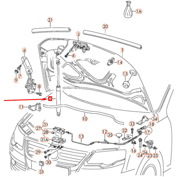 3C0823359A - NEW VOLKSWAGEN PASSAT B6 ENGINE HOOD GAS FILLED STRUT 3C0823359A ORIGINAL