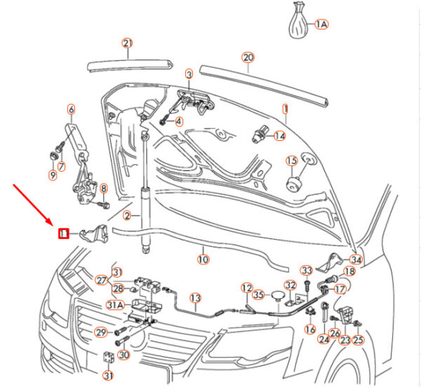 3C0823729A - NEW VOLKSWAGEN PASSAT B6 ENGINE HOOD LEFT FILLER PIECE 3C0823729A ORIGINAL