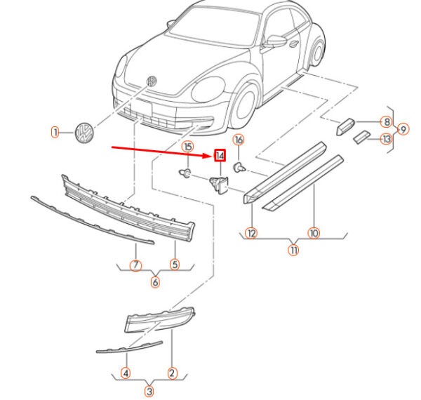3C0853585 - NEW VW BEETLE A5 DOOR SHAPES CLIP 3C0853585 ORIGINAL