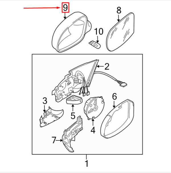 3C0857537A - VW PASSAT B6 3C Front Left Mirror Housing 3C0857537AGRU NEW GENUINE
