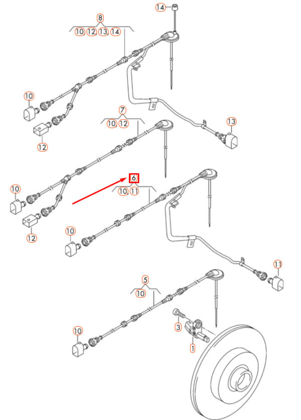 3C0927904AE - NEW VOLKSWAGEN CC REAR LEFT ABS SENSOR WIRING HARNESS 3C0927904AE ORIGINAL