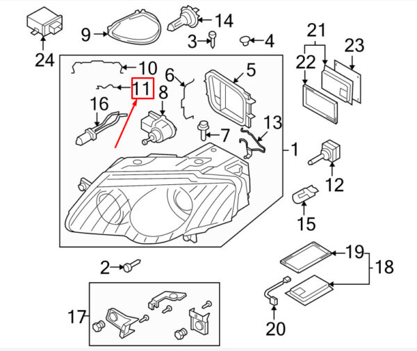 3C0941160 - VW PASSAT B6 3C front headlight high beam dust protection clip 3C0941160