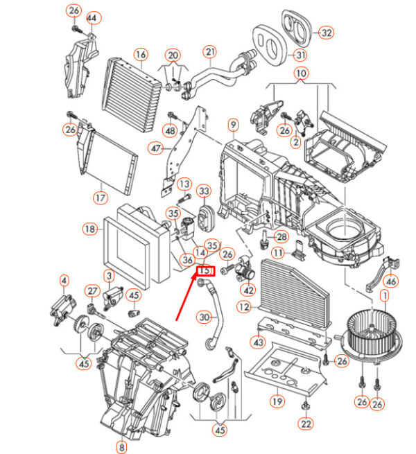 3C1820103D - NEW VOLKSWAGEN EOS A/C EVAPORATOR WITH EXPANSION VALVE LHD 3C1820103D ORIGINAL