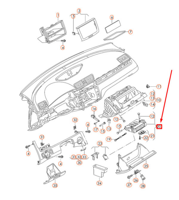3C1857285E9B9 - NEW VW CC INSTRUMENT PANEL STOWAGE COMPARTMENT LHD 3C1857285E9B9