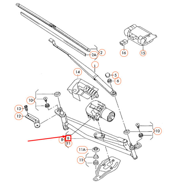 3C1955601 - NEW VW PASSAT B6 FRONT WINDSCREEN WIPER BRACKET LINKAGE LHD 3C1955601 ORIGINAL