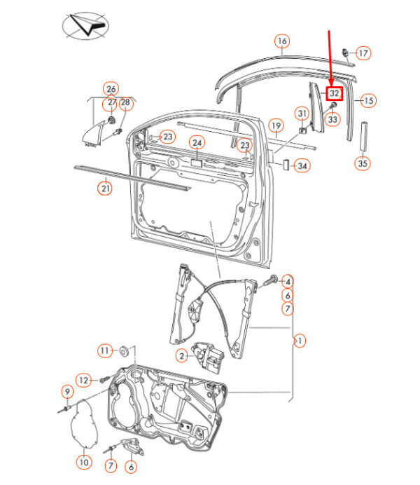 3C4837901C03C - NEW VW PASSAT B7 FRONT LEFT DOOR WINDOW FRAME APPLIQUE 3C4837901C03C ORIGINAL