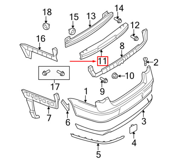 3C5807252 - NEW VW PASSAT B6 3C REAR BUMPER IMPACT ABSORBER 3C5807252 ORIGINAL