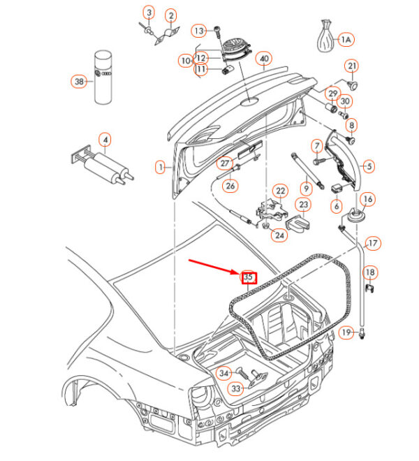 3C5827705 - NEW VOLKSWAGEN PASSAT B6 REAR LID GASKET 3C5827705 ORIGINAL