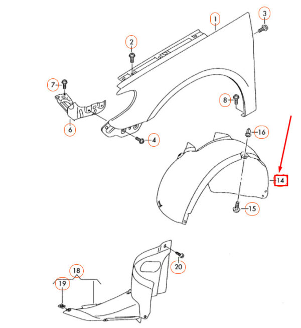 3C8805977D - NEW VOLKSWAGEN CC FRONT LEFT WHEEL HOUSING LINER 3C8805977D ORIGINAL