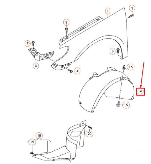 3C8805978A - NEW VOLKSWAGEN PASSAT CC FRONT RIGHT WHEEL HOUSING LINER 3C8805978A ORIGINAL