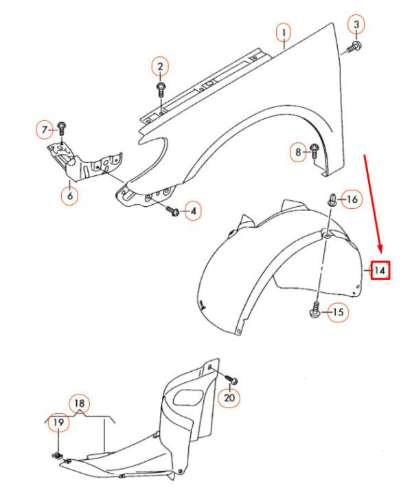 3C8805978B - NEW VOLKSWAGEN PASSAT CC FRONT RIGHT WHEEL HOUSING LINER 3C8805978B ORIGINAL