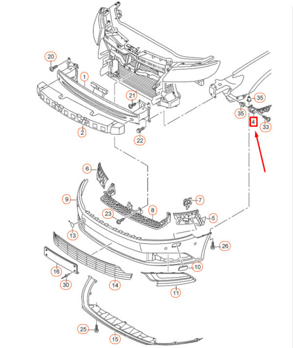 3C8807183C - New Genuine VOLKSWAGEN CC Front Bumper Left Bracket 3C8807183C OEM