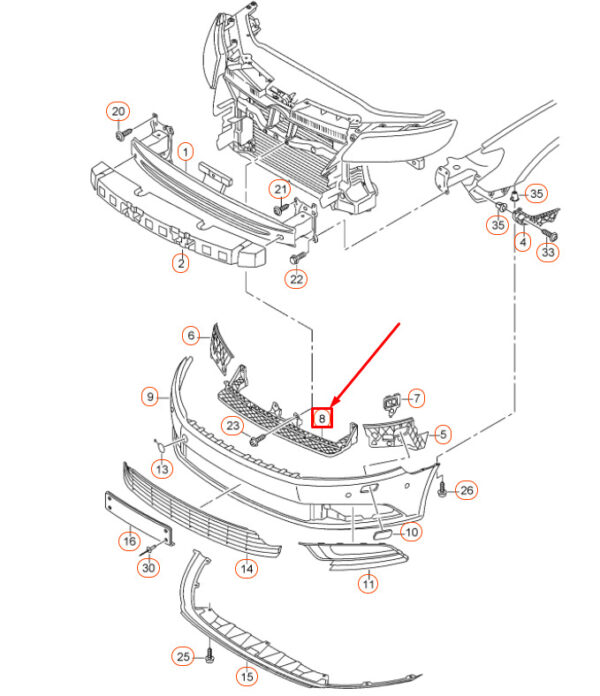 3C8807571 - New Genuine VW R Line Bumper Center Guide Bracket 3C8807571 OEM