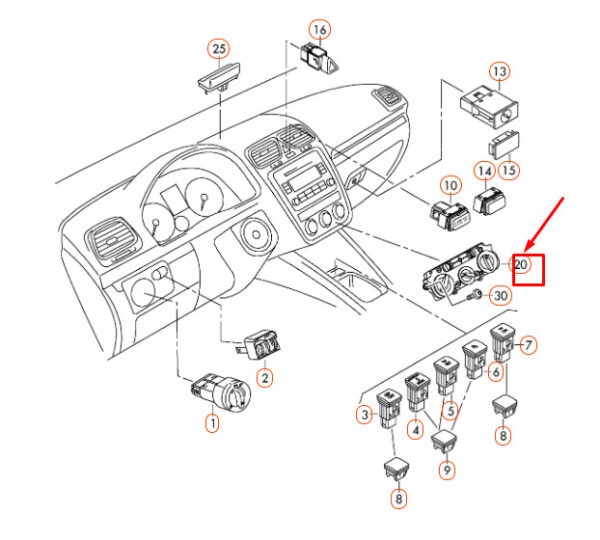 3C8907336ACZJU - NEW VOLKSWAGEN EOS HEATER CONTROL SWITCH PANEL 3C8907336ACZJU ORIGINAL