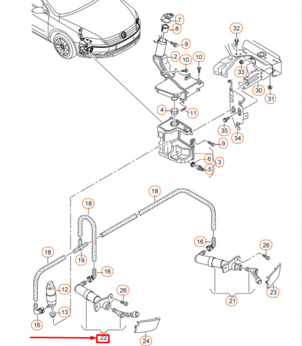 3C8955104B - NEW VW CC RIGHT HEADLIGHT WASHER LIFT CYLINDER WITH SPAY JET 3C8955104B ORIGINAL