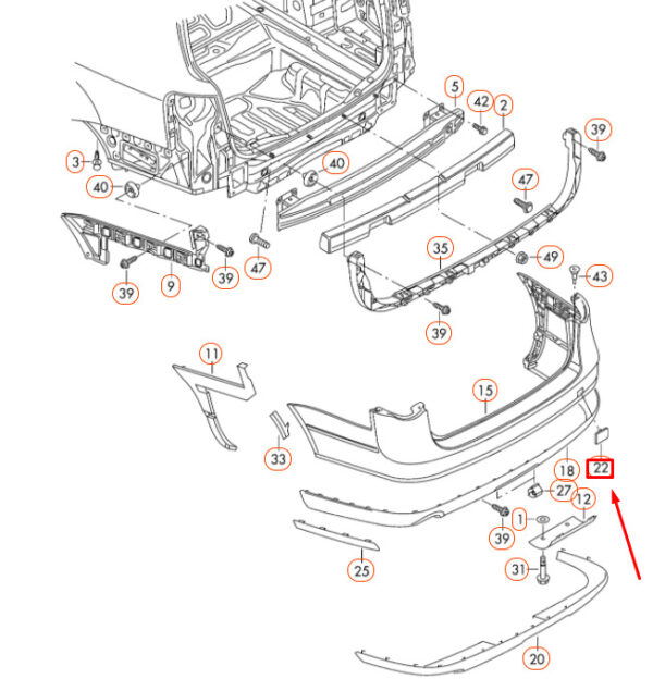 3C9807441GRU - NEW VW PASSAT VARIANT B6 BEHIND BUMPER TOWING EYE FIX 3C9807441GRU ORIGINAL