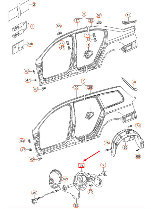 3C9809857EGRU - NEW VOLKSWAGEN PASSAT B6 FUEL FILLER FLAP 3C9809857EGRU ORIGINAL