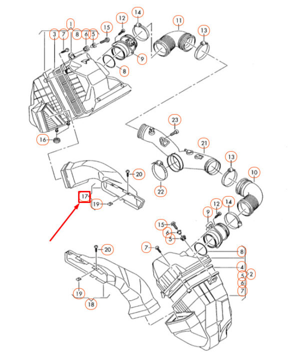 3D0129617AG - OEM VOLKSWAGEN PHAETON GP2 RIGHT AIR INTAKE DUCT 3D0129617AG GENUINE