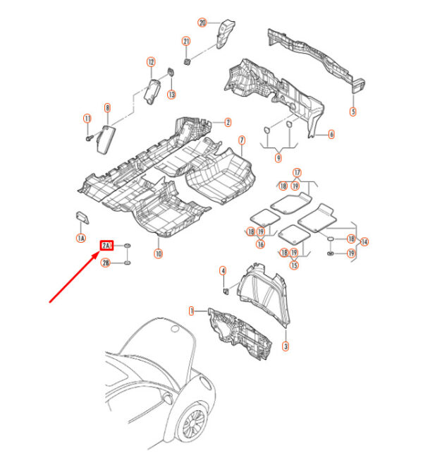 3D0864812AB41 - NEW VW BEETLE 9C1 REAR COVER BUTTON CLIP FLOOR 3D0864812AB41 ORIGINAL
