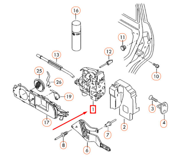 3D1837016AF - NEW VOLKSWAGEN TOUAREG 7L FRONT RIGHT DOOR LOCK LHD 3D1837016AF ORIGINAL
