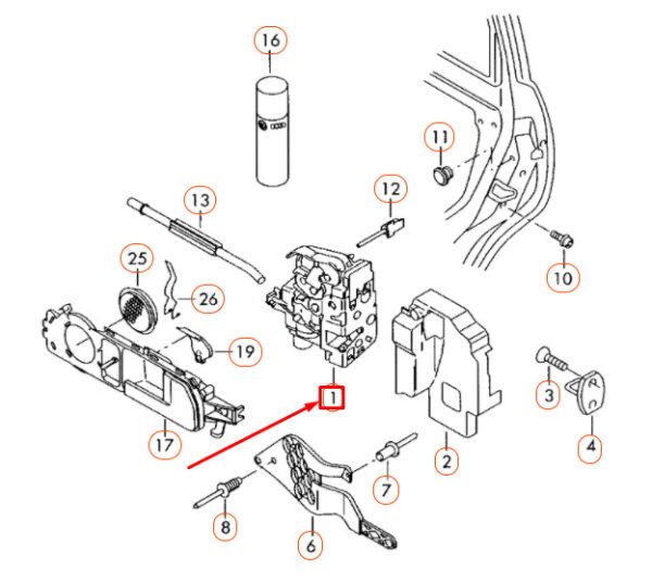 3D1837016AG - NEW VOLKSWAGEN TOUAREG 7L FRONT RIGHT DOOR LOCK LHD 3D1837016AG ORIGINAL
