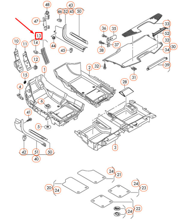 3D18646754P7 - Volkswagen PHAETON GP2 Footrest Dead Pedal Cover LHD 3D18646754P7 NEW GENUINE