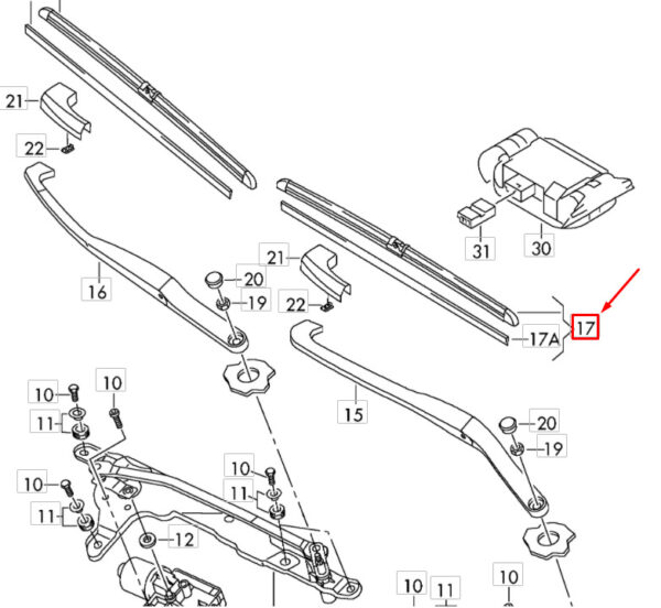 3D1998002 - NEW VOLKSWAGEN PHAETON GP1 FRONT WIPER BLADE SET LHD 3D1998002