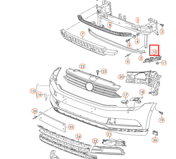 3G0807049 - NEW VW PASSAT B8 FRONT LEFT BUMPER BRACKET 3G0807049 ORIGINAL