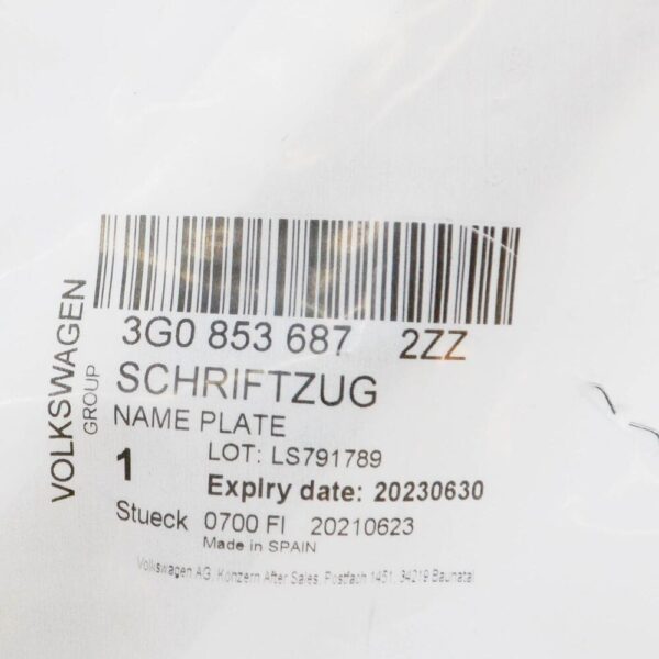 3G08536872ZZ - VW Passat B8 rear high chrome lettering 3G08536872ZZ NEW original