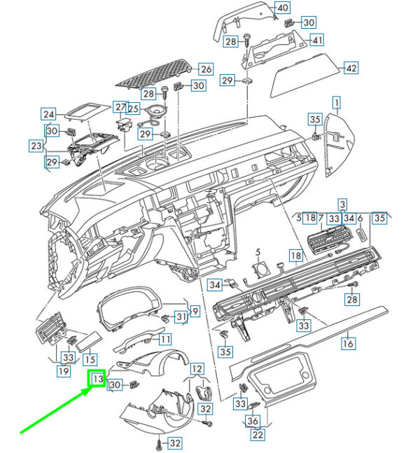 3G085856082V - VW Passat B8 3G Steering Wheel Column Upper Trim 3G0858560A82V NEW GENUINE