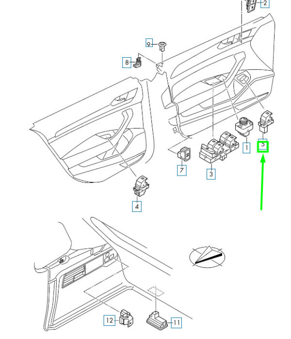 3G0959903BWHS - NEW VW PASSAT B8 3G FUEL TANK FLAP/TAILGATE SWITCHES 3G0959903BWHS
