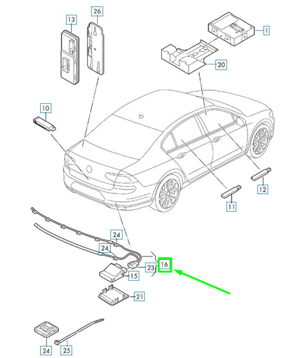 3G0962239A - NEW VOLKSWAGEN PASSAT B8 3G REAR LID OPENING SENSOR LINE 3G0962239A