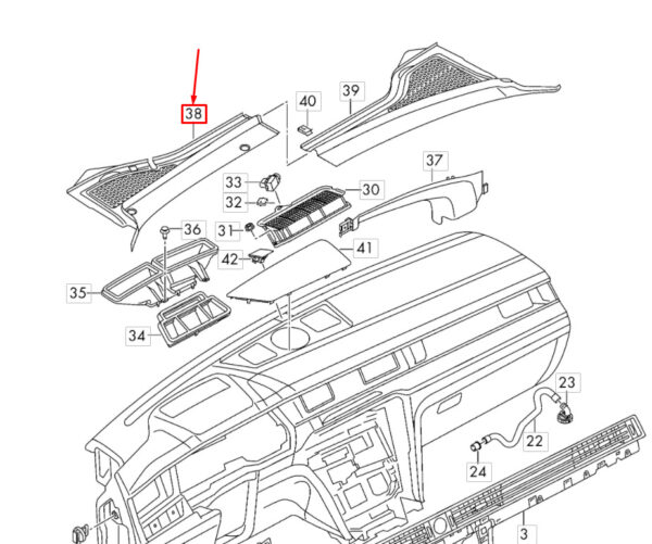 3G1819403E9B9 - New Volkswagen Passat B8 Plenum Chamber Left Cover LHD 3G1819403E9B9 Genuine