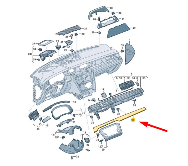 3G1853300C9DW - NEW VW PASSAT B8 INSTRUMENT PANEL RIGHT MOLDING TRIM LHD 3G1853300C9DW ORIGINAL
